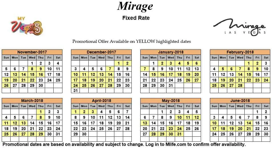 myVEGAS Exclusive Room Rate Calendars myVEGASadvisor