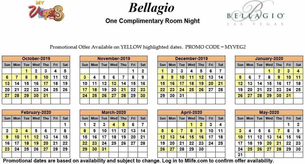 myvegas promotional calendar 2021 Myvegas One Complimentary Room Night Calendars 2020 Up To May Myvegasadvisor myvegas promotional calendar 2021