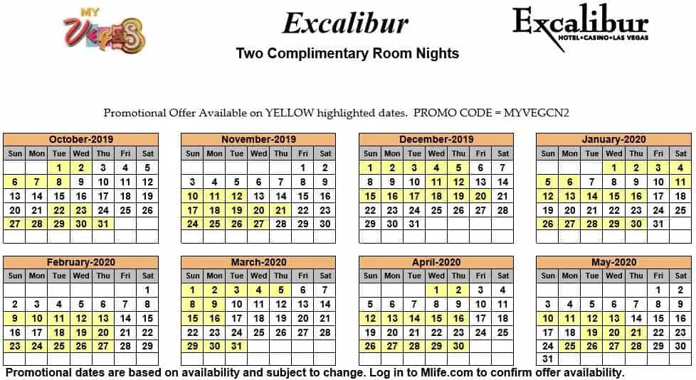 myvegas promotional calendar 2021 Myvegas Two Complimentary Room Nights Calendar 2020 Up To May Myvegasadvisor myvegas promotional calendar 2021