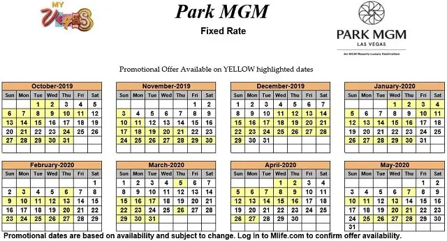 myvegas promotional calendar 2021 Park Mgm Myvegas Calendars Myvegasadvisor myvegas promotional calendar 2021